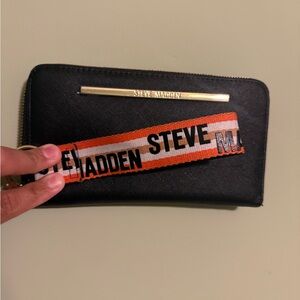 Steve Madden Black Wallet with Orange Accent